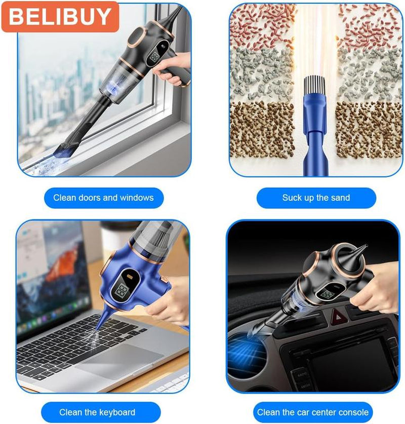 2-In-1 12000Pa Car Vacuum Cleaner Portable Wireless Handheld Vacuum Cleaner, High Power Vacuum Cleaner & Air Purifier, Home Vacuum Cleaner for Sofa, Office, Pet, Home, Smart Power Display, Holiday Gifts Dustbuster Compact Vacuum Mini Car Air Duster