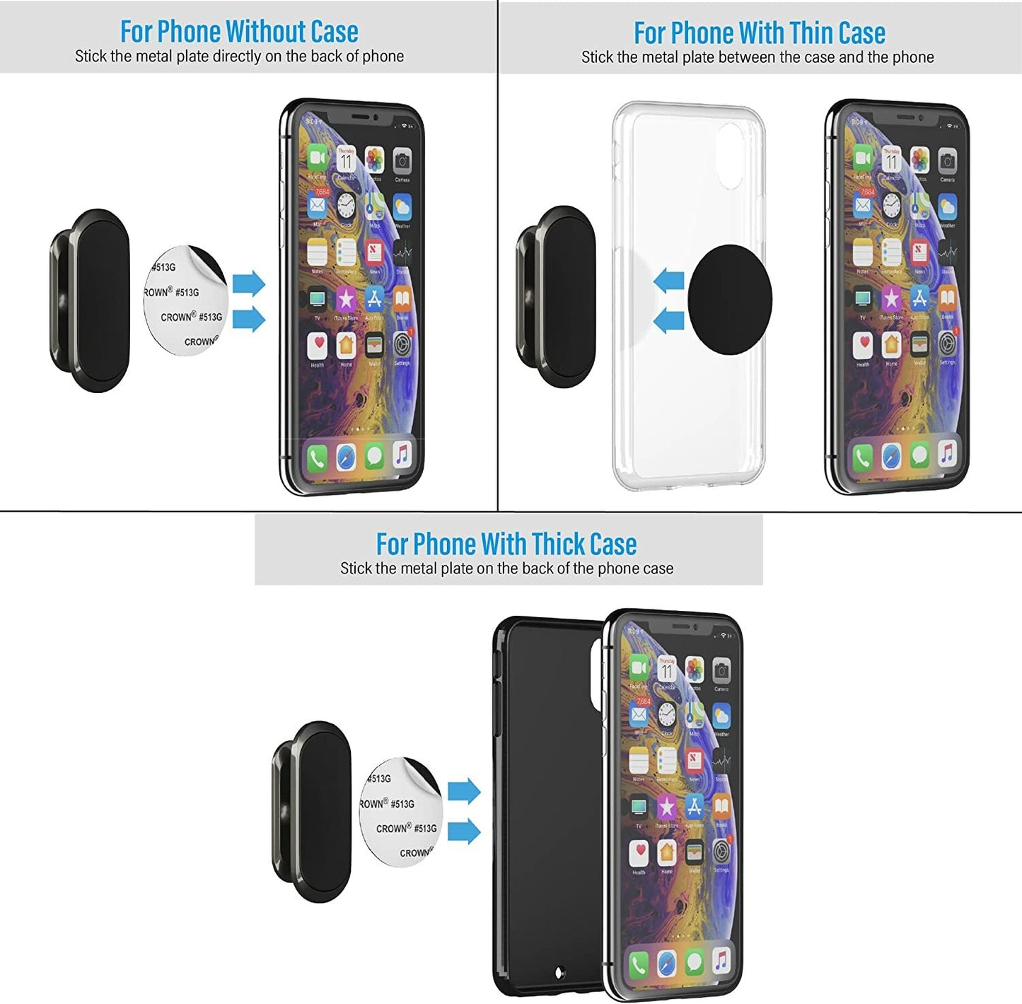 2-Pack Magnetic Phone Holder Car Dashboard Mount Stand for Samsung Galaxy Iphone