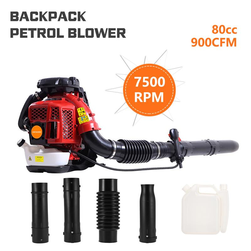 80CC Gas Powered Backpack Leaf Blower Snow Blower 900CFM, Powerful 206MPH Extreme Duty 2-Cycle Petrol Powered Leaf Blowers for Lawn/Garden Care Yard Snow/Grass Blowing Dust Debris from US