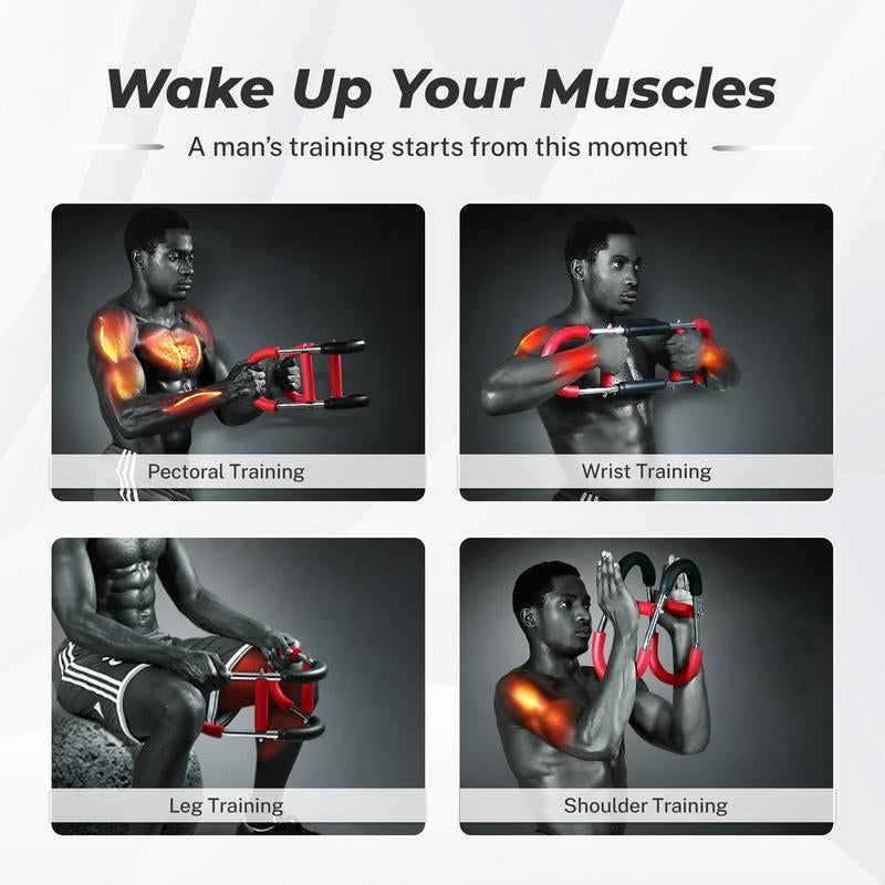 Men’S Arm Trainer, Adjustable Chest & Arm Strength Workout Bar, Portable Resistance Power Twister for Home Gym Training