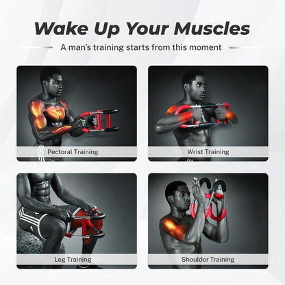 Men’S Arm Trainer, Adjustable Chest & Arm Strength Workout Bar, Portable Resistance Power Twister for Home Gym Training