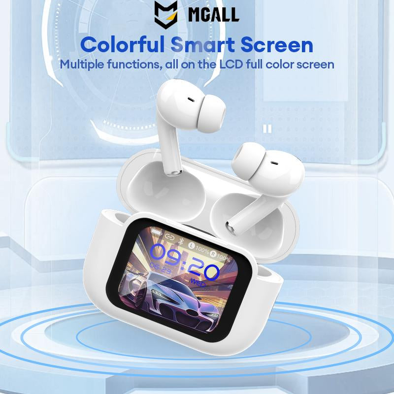 MGALL Y49 Multifunctional Wireless Headphones Supports 169 Language Translation, with 2025 Bluetooth 6.0, Colorful LCD Smart Touch Screen, Personalized Screensaver, Hi-Fi Sound, IPX5 Waterproof, Ideal for Office, Study, Sport & Calls