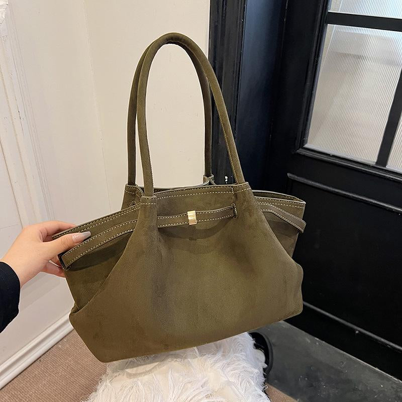 Suede Women'S New Autumn and Winter High-End Niche Design Large-Capacity Commuter Retro Handbag Perfect Mom a Fordable for Work Cute Work Suede Adjustable Strap Bucket Crossbody Purse Fall Handbag 2025 Large Capacity Women'S Bucket