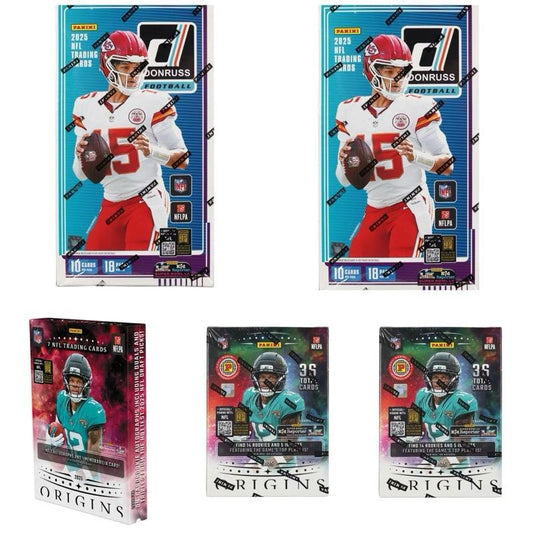 Break #781 NFL - 1X 2025 Origins Hobby (2 Autos, 1 Mem, #’D Parallels!), 2X 2025 Donruss Hobby Boxes!! (1 Auto, 1 Mem, #’D Parallels per Box! Downtown Hunt!!), 2X 2025 Origins International Blasters!! Pick Your Team!!