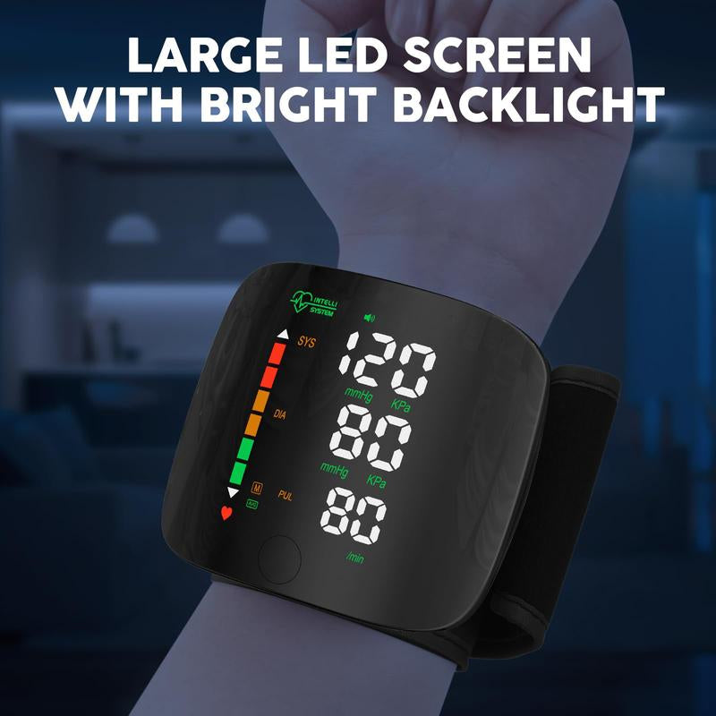Rechargeable Wrist Blood Pressure Monitor with LED Touch Screen, Voice Broadcast & 99X2 Memory — Accurate Home BP Tracking Made Simple