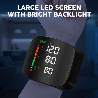 Rechargeable Wrist Blood Pressure Monitor with LED Touch Screen, Voice Broadcast & 99X2 Memory — Accurate Home BP Tracking Made Simple