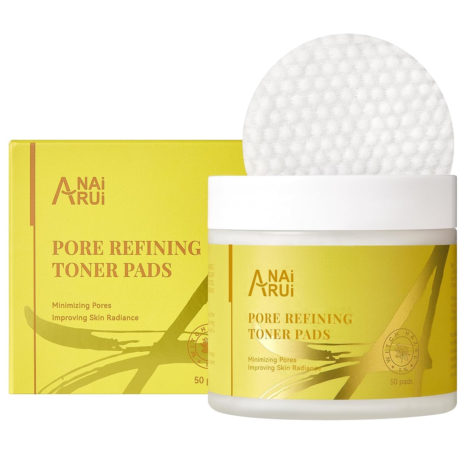 Pore Minimizing Pads, with Witch Hazel, PHA, Salicylic Acid, Niacinamide, Facial Toner for Exfoliation and Minimizing Pores, Improving Skin Tone, 50 Pads