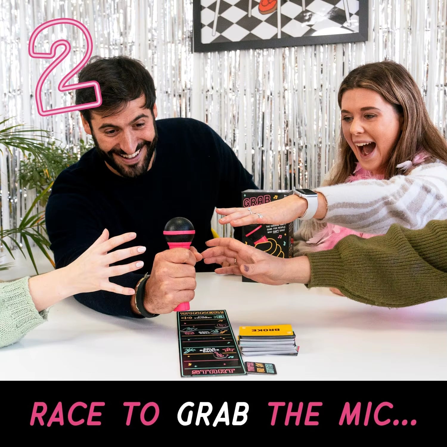 Lucky Egg Official Grab the Mic Family Karaoke Board Game 2-10 Players Game for Hilarious Game Nights Birthday Party Kids Gift