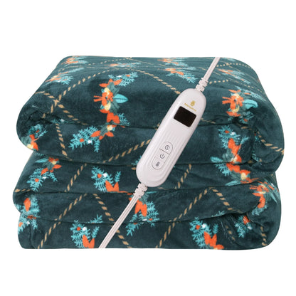 Twin Electric Heated Blanket Green Microplush Sherpa and Reversible Flannel Washable Comfortable with 10 Heat Settings Heated Throw 62"X84"