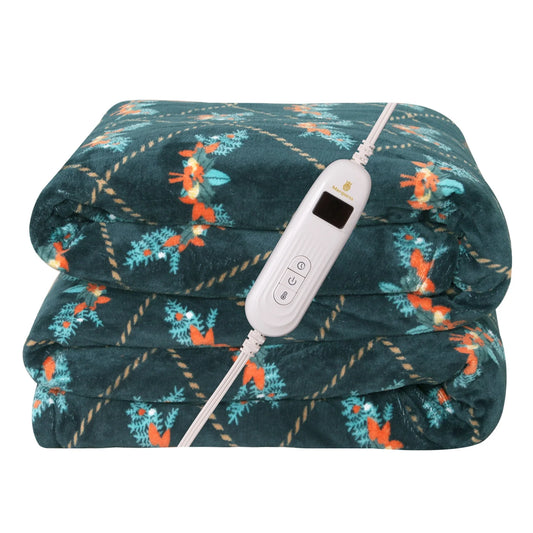 Twin Electric Heated Blanket Green Microplush Sherpa and Reversible Flannel Washable Comfortable with 10 Heat Settings Heated Throw 62"X84"