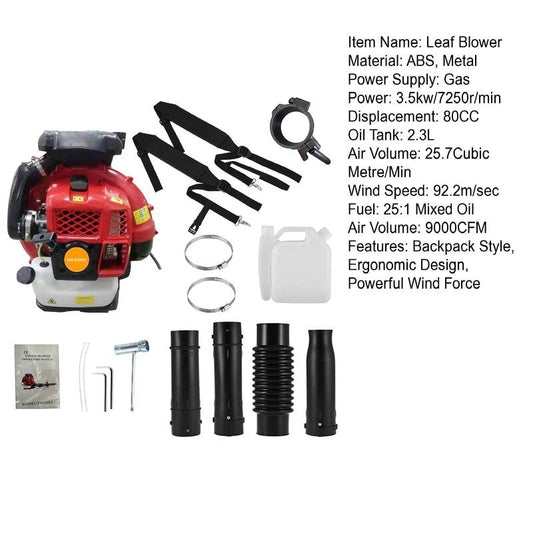 80CC Gas Powered Backpack Leaf Blower Snow Blower 900CFM, Powerful 206MPH Extreme Duty 2-Cycle Petrol Powered Leaf Blowers for Lawn/Garden Care Yard Snow/Grass Blowing Dust Debris from US