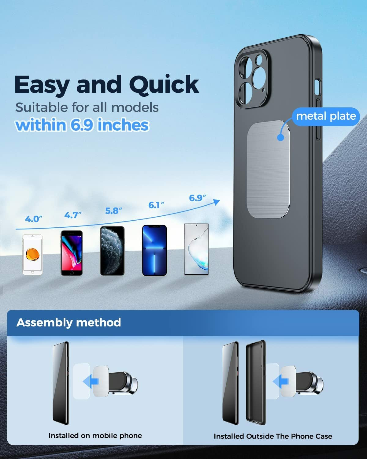 2-Pack Magnetic Phone Holder Car Dashboard Mount Stand for Samsung Galaxy Iphone