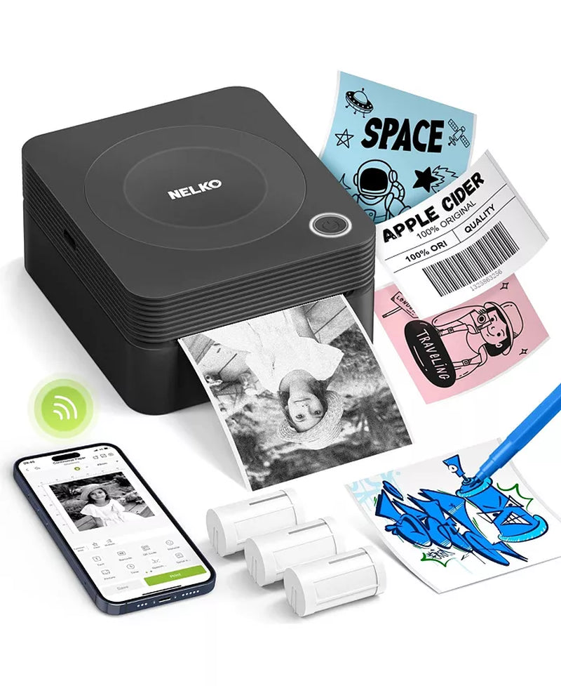 Sticker Printer, PM230 Mini Thermal Printer Bluetooth Portabel Sticker Maker with 3 Rolls of Paper, Print Pods Mini Printer with Multiple Templates for Phone & Tablet