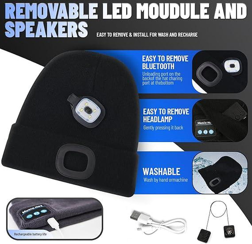 Winter Warm Knitted Hat LED Rechargeable Lighting Hat Wireless Bluetooth Music Hat