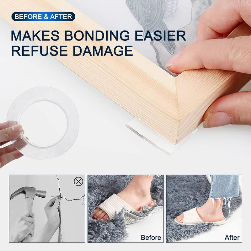 Heavy Duty(9.85Ft), Nano Double Sided Adhesive Tape, Clear Mounting Tape Picture Hanging Adhesive Strips. Double Sided Tape Heavy Duty(9.85Ft), Nano Double Sided Adhesive Tape, Clear Mounting Tape Picture Hanging Adhesive Strips.