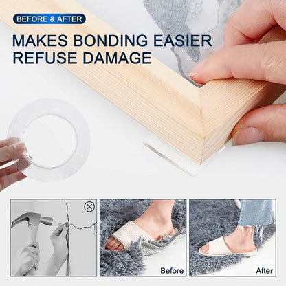 Heavy Duty(9.85Ft), Nano Double Sided Adhesive Tape, Clear Mounting Tape Picture Hanging Adhesive Strips. Double Sided Tape Heavy Duty(9.85Ft), Nano Double Sided Adhesive Tape, Clear Mounting Tape Picture Hanging Adhesive Strips.