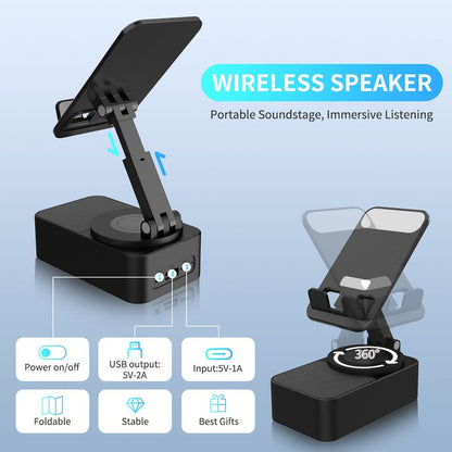 Elecomo Bluetooth Speaker with Charging and Cell Phone Stand,Best Speaker Stand for Iphone/Ipad/Samsung Galaxy,Hd Surround Sound Perfect for Home and Outdoors,Creative Gift