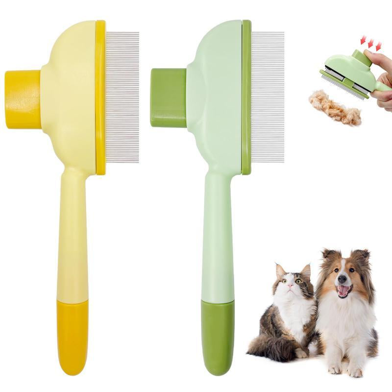 2 Counts Set Pet Comb for Dogs Cats with Long Short,Stainless Steel Metal Teeth for Shedding and Tangles,Self-Cleaning Pet Comb for Dogs and Cats Household Convenient.