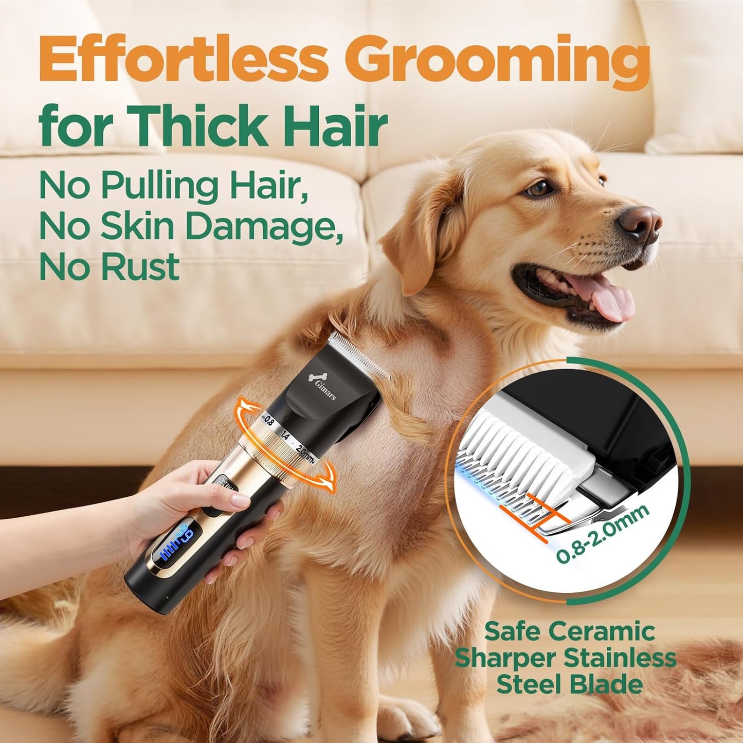 4 in 1 Dog Grooming Clippers with Small Trimmer, 7000RPM High-Power 4-Speed Quiet Pet Shaver (≤55Db), Cordless Rechargeable Dog Hair Clippers for Thick Coats with Scissors, Comb & USB