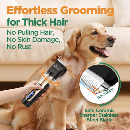 4 in 1 Dog Grooming Clippers with Small Trimmer, 7000RPM High-Power 4-Speed Quiet Pet Shaver (≤55Db), Cordless Rechargeable Dog Hair Clippers for Thick Coats with Scissors, Comb & USB
