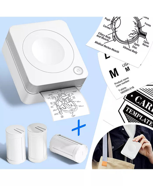 Sticker Printer, PM230-A Mini Thermal Printer Bluetooth Portabel Sticker Maker with 3 Rolls of Paper, Print Pods Mini Printer with Multiple Templates for Phone & Tablet
