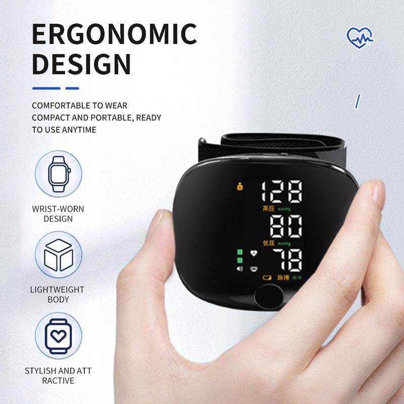 Rechargeable Wrist Blood Pressure Monitor with LED Touch Screen, Voice Broadcast & 99X2 Memory — Accurate Home BP Tracking Made Simple
