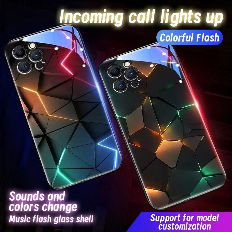 Lightning Fluorescent Geometric White Glass Apple Phone Case