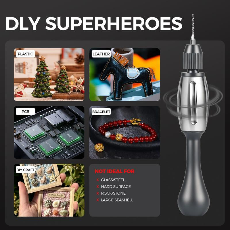 21-In-1 Screwdriver/Hand Drill – Super DIY & Repair Tool: Non-Slip Handle, S2 Precision Bits, Magnetic Quick-Change, Double Bearing Core for Jewelry, Wood, Plastic, Resin