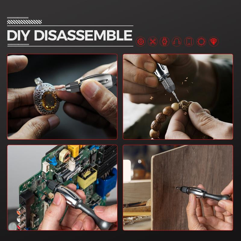 21-In-1 Screwdriver/Hand Drill – Super DIY & Repair Tool: Non-Slip Handle, S2 Precision Bits, Magnetic Quick-Change, Double Bearing Core for Jewelry, Wood, Plastic, Resin