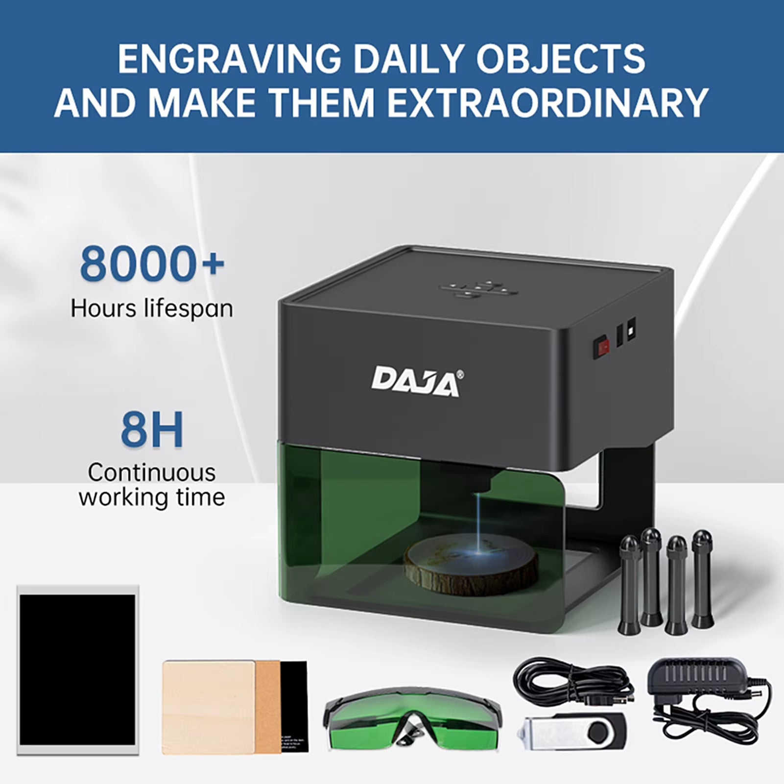 DAJA DJ6 Laser Engraver 80X80Mm Carving Area 3W Laser Power APP Control Portable Engraving Marking Machine for DIY Logo Printer