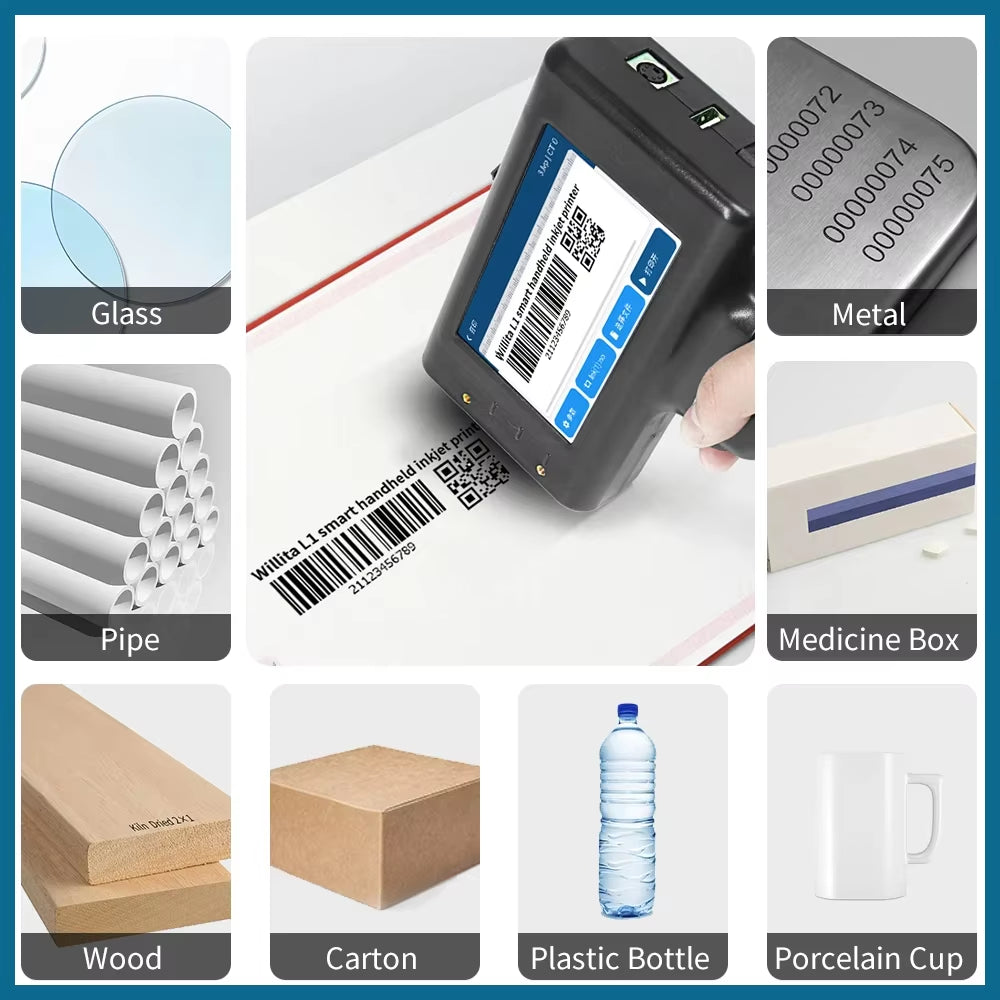 Portable Handheld Inkjet Printer - Date/Batch No./Barcode/Qr Code/Logo Printer for Labels Coding Industrial Inkjet Coder