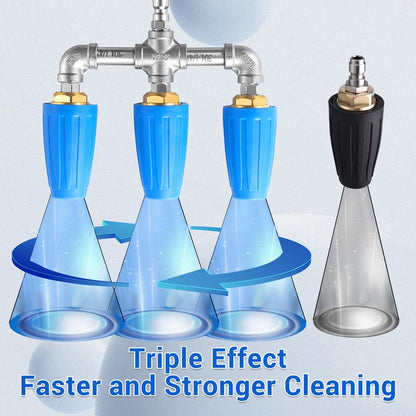 Triple Turbo Nozzle Pressure Washer 360° Rotating Turbo Nozzle with 1/4" Quick Connector 2.0 Orifice 3-In-1 Turbo Nozzle 4000 PSI
