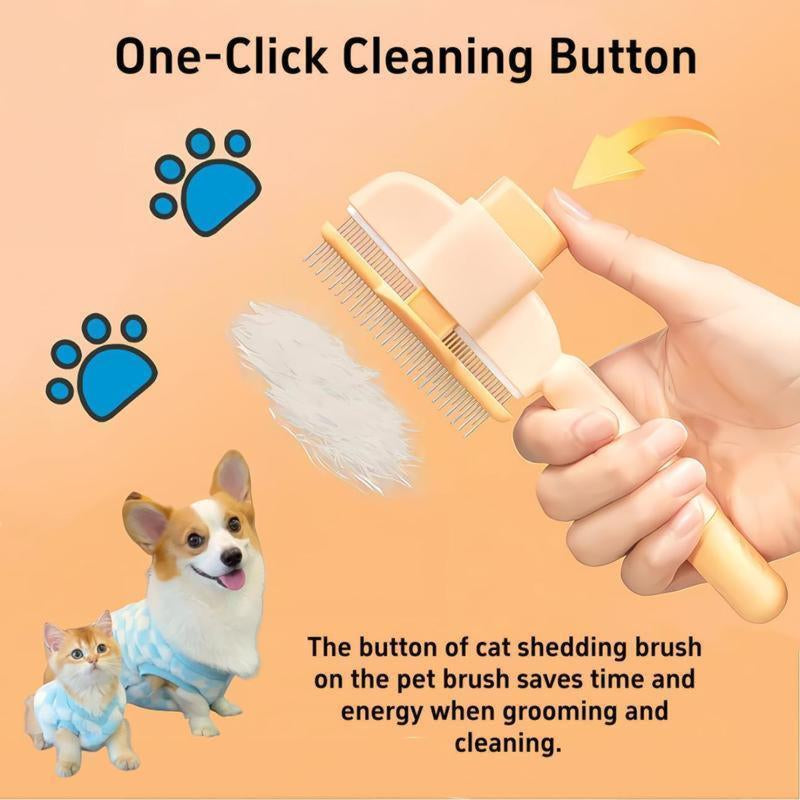2 Counts Set Pet Comb for Dogs Cats with Long Short,Stainless Steel Metal Teeth for Shedding and Tangles,Self-Cleaning Pet Comb for Dogs and Cats Household Convenient.