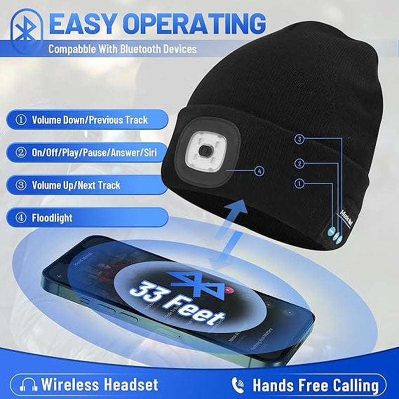 Winter Warm Knitted Hat LED Rechargeable Lighting Hat Wireless Bluetooth Music Hat