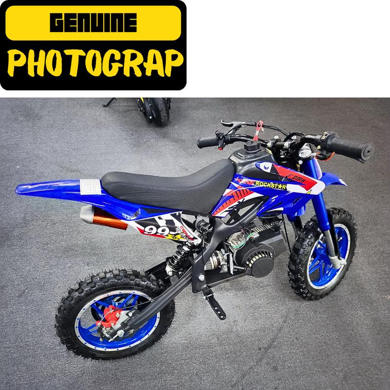 Blue Kids 49Cc 2-Stroke Gas Dirt Bike W/ Dual Disc Brakes & Max 40KM/H