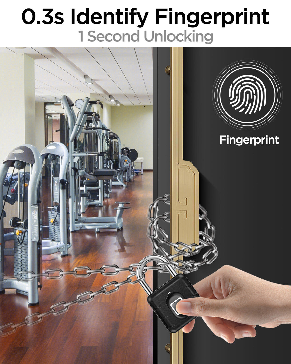 Fingerprint Padlock Waterproof Smart Keyless Biometric Thumbprint Lock Locker