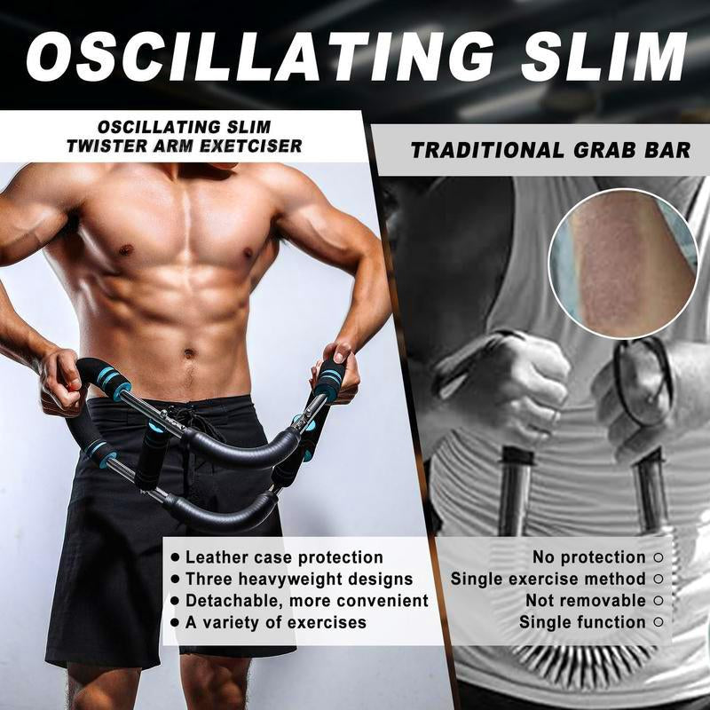 Men’S Arm Trainer, Adjustable Chest & Arm Strength Workout Bar, Portable Resistance Power Twister for Home Gym Training