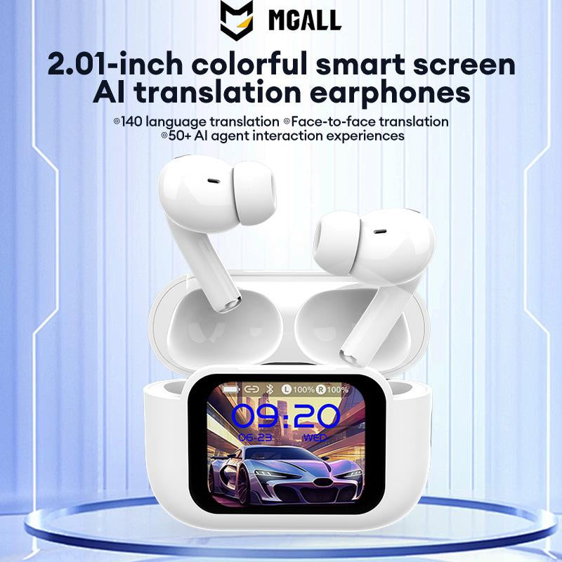 MGALL Y49 Multifunctional Wireless Headphones Supports 169 Language Translation, with 2025 Bluetooth 6.0, Colorful LCD Smart Touch Screen, Personalized Screensaver, Hi-Fi Sound, IPX5 Waterproof, Ideal for Office, Study, Sport & Calls