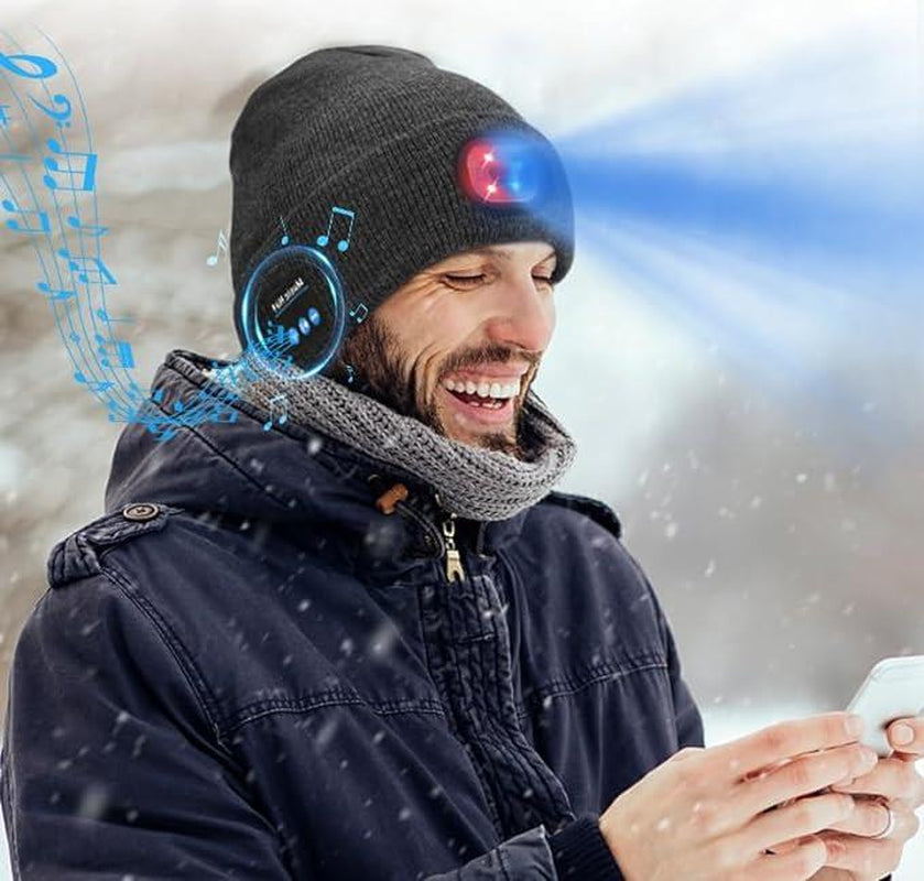 LED with Light Hat Rechargeable Bluetooth Beanies Can Listen to Music Knitted Cap Outdoor Sports Night Fishing Wool Cap