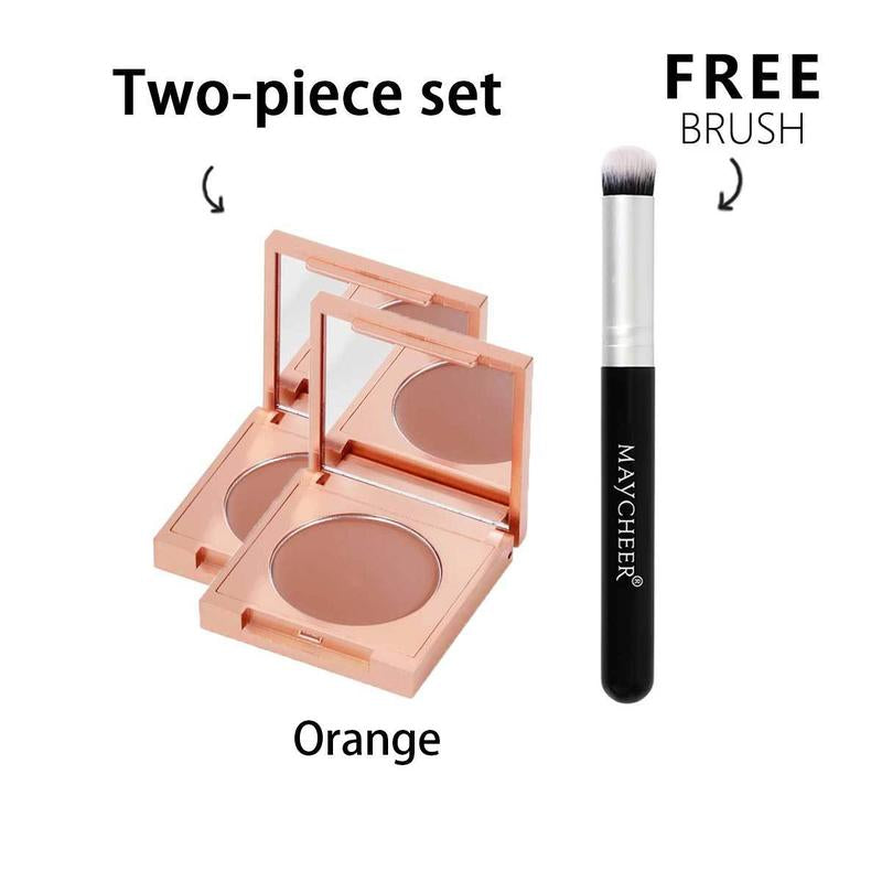 Maycheer-Soft Matte Waterproof Concealer Set 2 Pieces & Free Brush Colored Tone CC Eye Concealer Soft Matte Concealer Lightweight and Matte Adapts to Natural Skin Waterproof and Sweatproof Does Not Remove Makeup Concealer Cosmetic Box Moisturizer