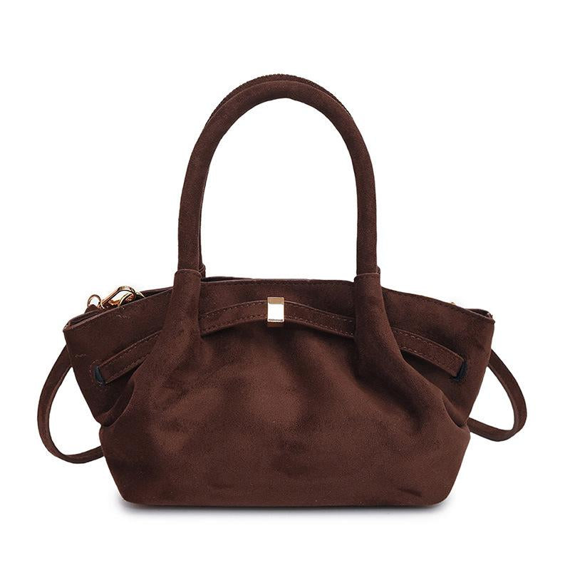 Suede Women'S New Autumn and Winter High-End Niche Design Large-Capacity Commuter Retro Handbag Perfect Mom a Fordable for Work Cute Work Suede Adjustable Strap Bucket Crossbody Purse Fall Handbag 2025 Large Capacity Women'S Bucket
