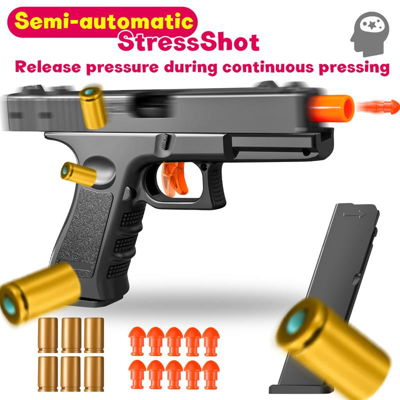 Toy Gun Blasters Shell Ejecting Pistol Realistic Toy Dart Hand Gun Cool Stuff Pistolas That Look Real Fake Model Stressshot Guns for Age Year Old Boy Teen Teenager Adult Gift Ideas Black