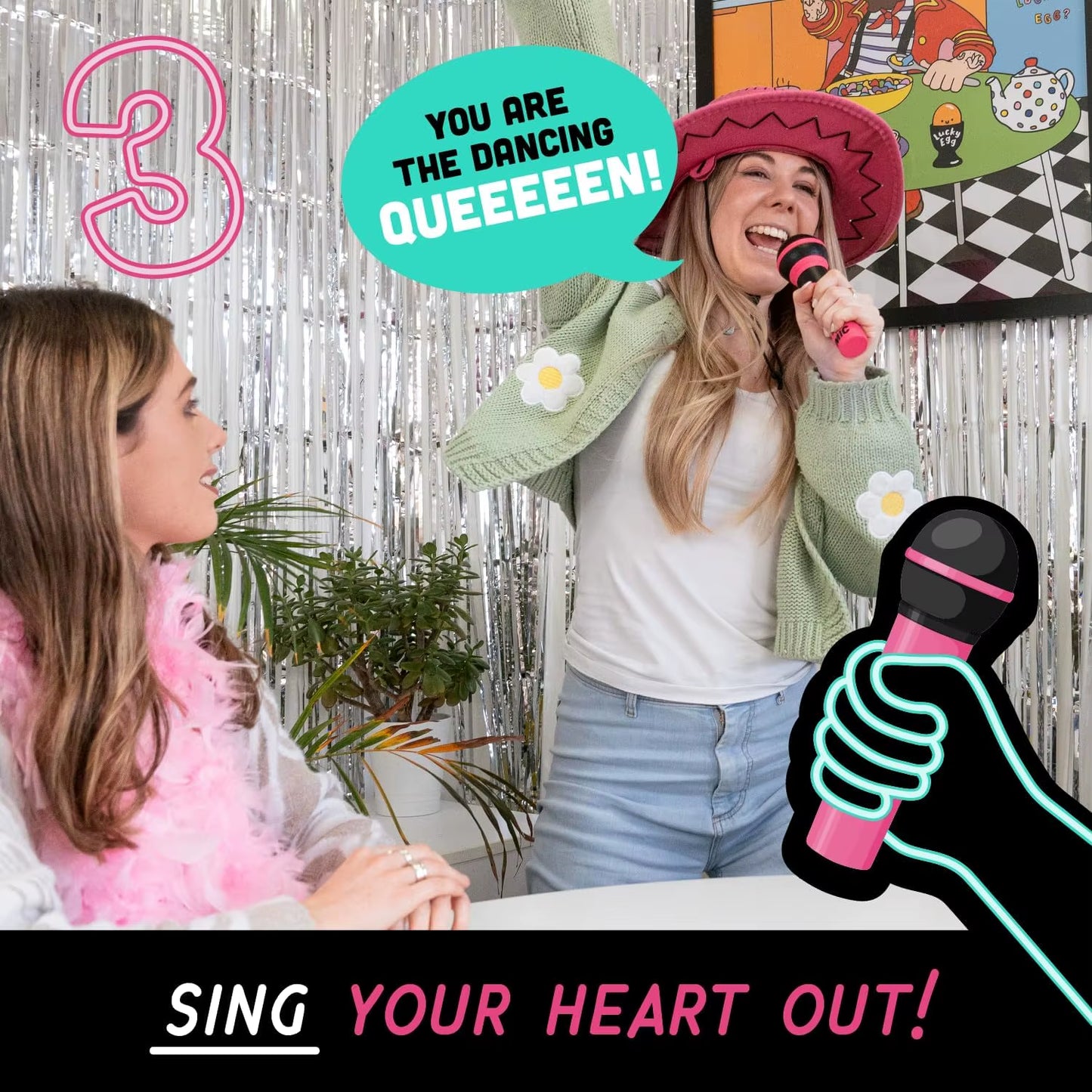 Lucky Egg Official Grab the Mic Family Karaoke Board Game 2-10 Players Game for Hilarious Game Nights Birthday Party Kids Gift