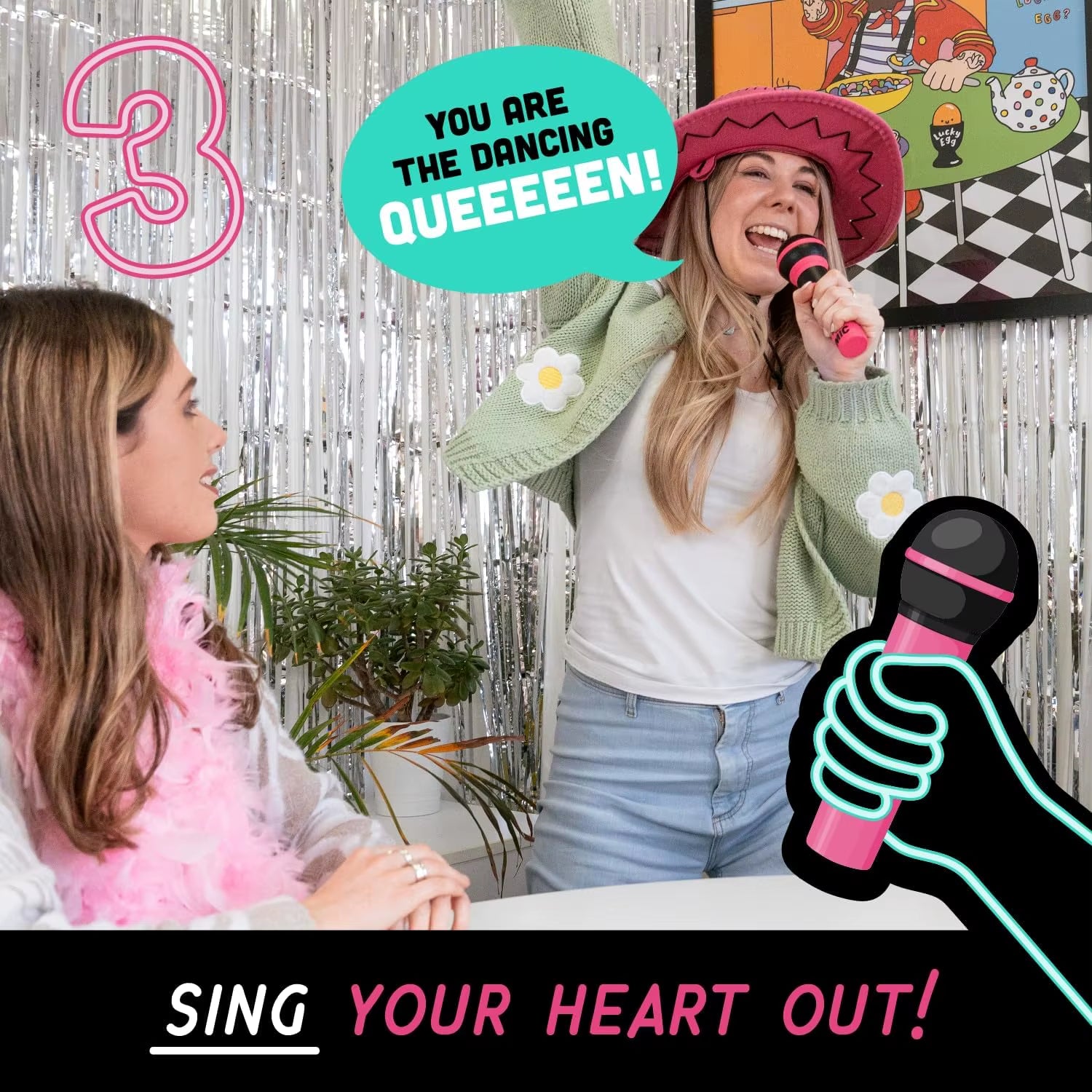 Lucky Egg Official Grab the Mic Family Karaoke Board Game 2-10 Players Game for Hilarious Game Nights Birthday Party Kids Gift