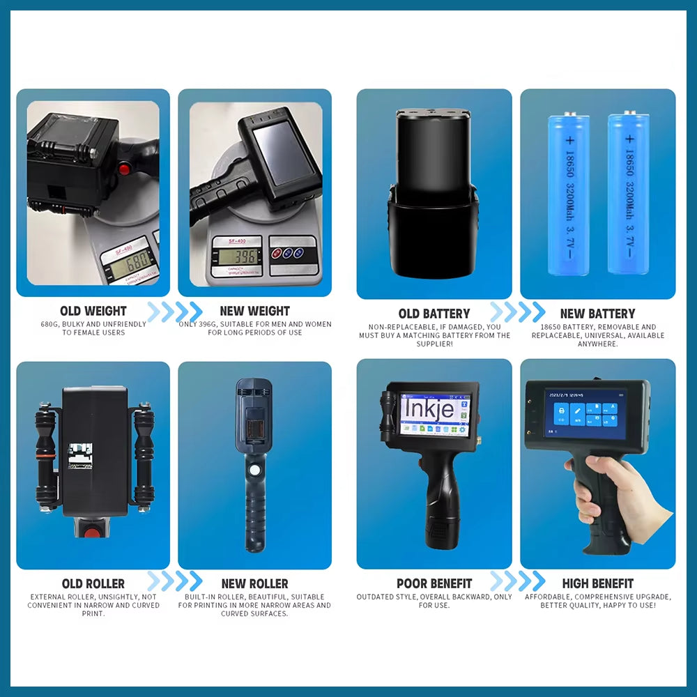 Portable Handheld Inkjet Printer - Date/Batch No./Barcode/Qr Code/Logo Printer for Labels Coding Industrial Inkjet Coder