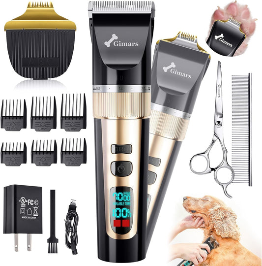 4 in 1 Dog Grooming Clippers with Small Trimmer, 7000RPM High-Power 4-Speed Quiet Pet Shaver (≤55Db), Cordless Rechargeable Dog Hair Clippers for Thick Coats with Scissors, Comb & USB