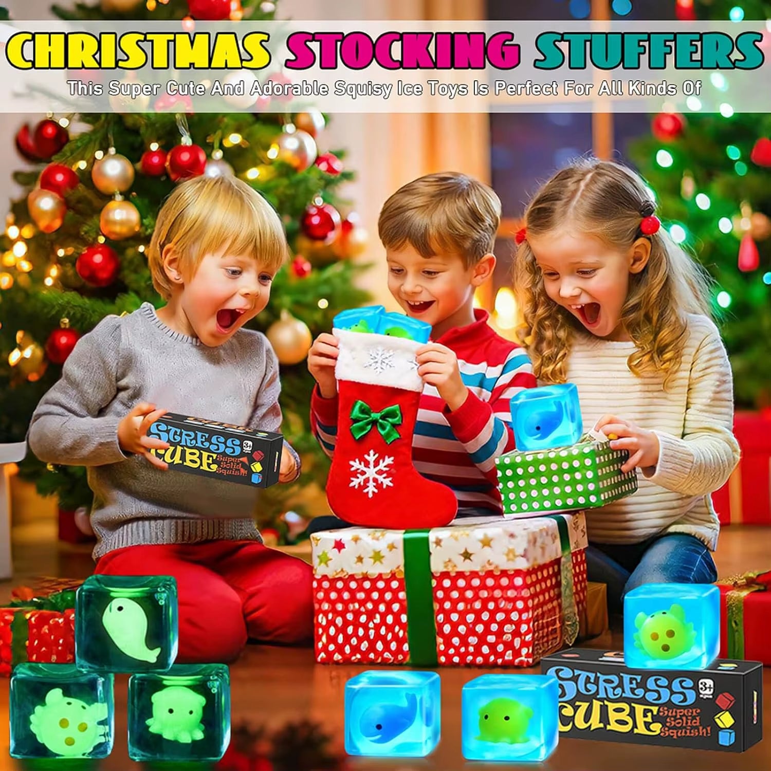 Glow-In-Dark Whale Stress Cube Fidget Toy for Kids & Adults, Sensory Relief Gift
