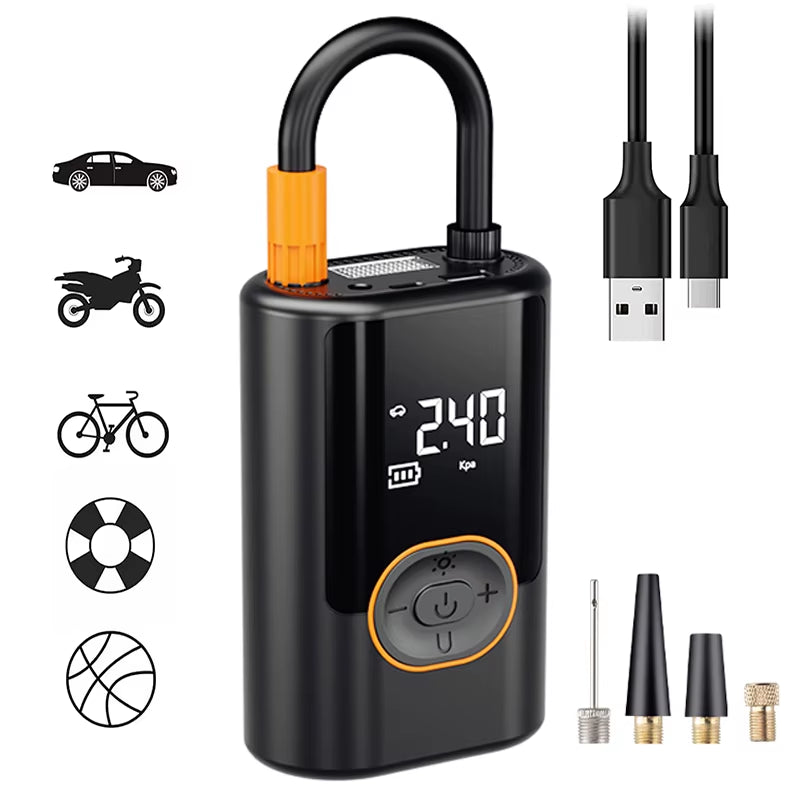 Wireless Car Inflator Pump Mini Portable Air Pump Fast Inflation Boost Electric Air Compressor for Motorcycle Bicycle Ball