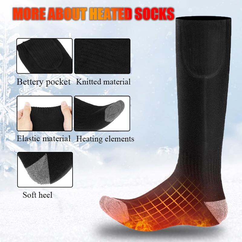 Heated Socks for Men Women Rechargeable Battery Powered Electric Thermal Heating Socks with 4 Heat Settings Foot Warmers for Cold Weather Hunting Hiking Outdoor Winter Work Sports Footwear