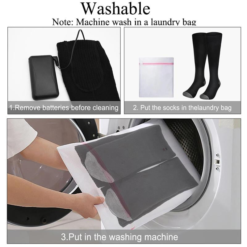 Heated Socks for Men Women Rechargeable Battery Powered Electric Thermal Heating Socks with 4 Heat Settings Foot Warmers for Cold Weather Hunting Hiking Outdoor Winter Work Sports Footwear